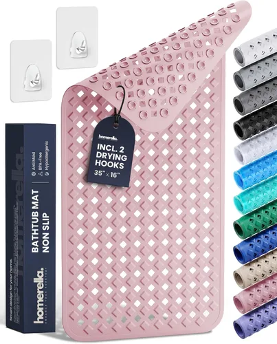 Miniatura 12 de Homerella® Alfombrilla de Bañera Antideslizante 35x16, Incl. Ganchos para Secar, Extra Larga, 100% Libre de BPA, Alfombrilla de Ducha Antideslizante