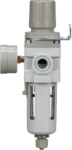 Miniatura 4 de PneumaticPlus SAW300-N03BG Filtro Regulador de Aire Comprimido Combo Piggyback 3/8" NPT - Tazón de Polímero, Drenaje Manual, Soporte, Manómetro