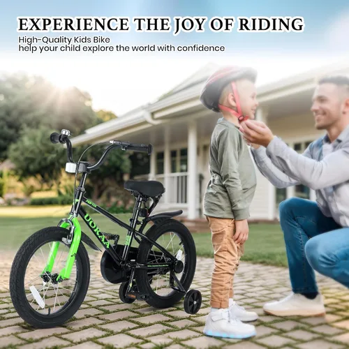 Miniatura 5 de Bicicleta para niños de 14 16 pulgadas para niños y niñas de 3 a 7 años, bicicleta para niños con ruedas de entrenamiento, freno de mano y pie