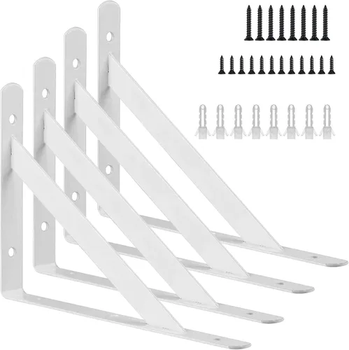 Miniatura 9 de Kersally Soportes de estante de 6 pulgadas, paquete de 4 soportes en L resistentes para estantes, soportes metálicos triangulares de 90 grados
