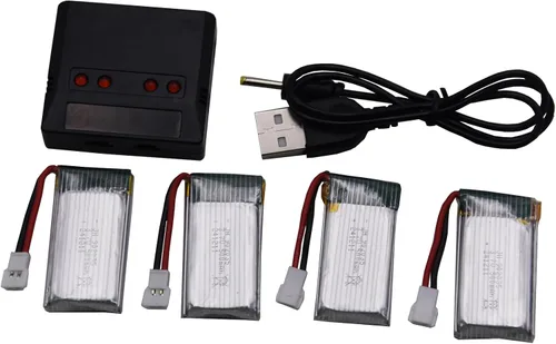 Miniatura 8 de Blomiky Paquete de 4 baterías de 3.7 V 500 mAh 1.85 Wh 25C MX2..0 Plug Lipo batería y caja de tablero adecuado para Q9S Syma X5C X5 RC Quadcopter