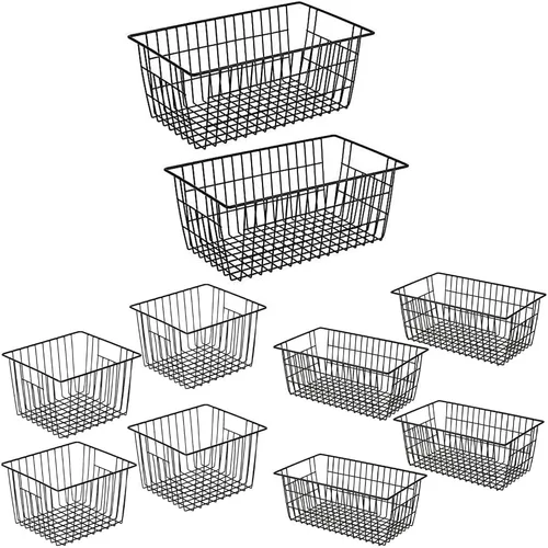 SANNO Organizador de cesta para congelador, divisor de almacenamiento de alambre de metal para refrigerador, cesta de alambre organizador de