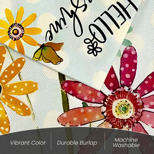 Miniatura 8 de Bandera de jardín de flores de verano de 12 x 18 pulgadas, de doble cara, banderas de jardín pequeñas con diseño de margaritas y girasoles de Hello