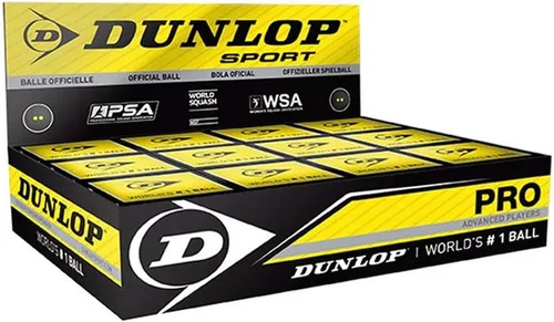 Dunlop Sports Pro XX Pelota de squash - Caja Pro Negro/Punto Amarillo Doble (T700067)