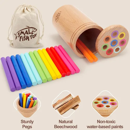Miniatura 3 de Juguetes Montessori para niños de 1 a 3 años: Juguetes de aprendizaje de madera para clasificar colores para niños pequeños de 1, 2 y 3 años