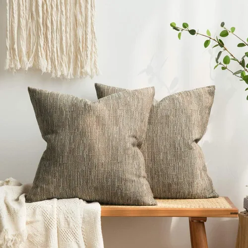 Miniatura 25 de MIULEE - Juego de 2 fundas de almohada decorativas de lino de arpillera, modernas, estilo campestre, rústicas, tejidas, con textura, para sofá