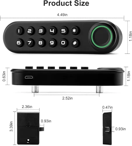 Miniatura 9 de Cerradura biométrica de huellas dactilares para gabinete, cerradura inteligente con contraseña USB, cajón oculto para archivos, armario, seguridad