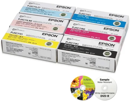 Digital Epson C13S02A9901 - Juego de cartuchos de tinta de 6 colores (cian, amarillo, magenta, negro, cian claro, magenta claro) para DiscProducer