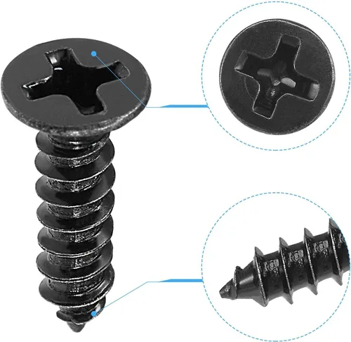 Miniatura 3 de uxcell M3.5 x 12mm Tornillos para madera con cabeza plana Phillips de acero al carbono autorroscantes negros 200 piezas