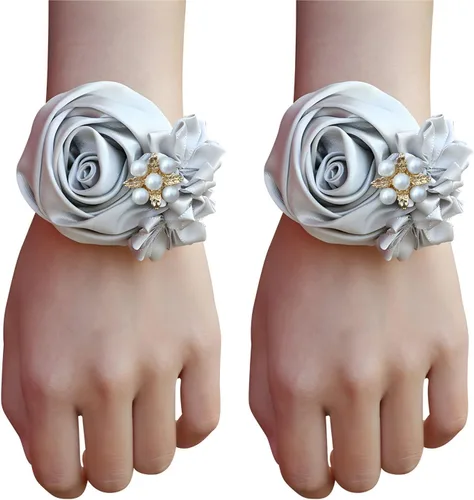 Miniatura 8 de Boutonniere de rosas de satén, 2 piezas para boda, novio, padrino, padrino, mejor hombre, padre, alfiler de solapa, agujero de botón, flor
