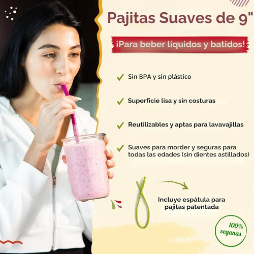 Miniatura 2 de Sorbetes reutilizables Pack de 4 sorbetes de silicona, Perfectas para smoothies y fiestas, vienen en envases ecológicos, Casual, Multilcolor Surtido