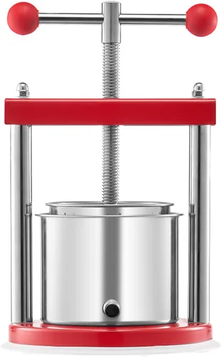 Miniatura 9 de VEVOR Prensa de vino de frutas de 1.6 galones/6L, 2 barriles de acero inoxidable, máquina manual de jugo, tintura de sidra, manzana, uva, miel, Rojo