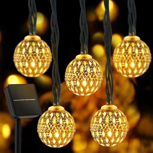 Miniatura 8 de Brightown Luces de Cadena Solares para Exteriores 60 LED 35.6 Pies Luces de Globo de Cristal con 8 Modos de Iluminación, Luces Solares Impermeables