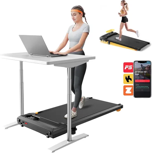 ACEZOE Caminadora con 10% de inclinación, caminadora para debajo del escritorio, cintas de correr portátiles compactas para oficina en casa,