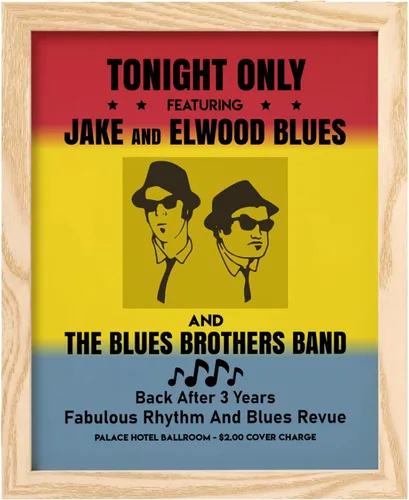 Miniatura 15 de Tonight Only-Jake & Elwood Blues-The Blues Brothers Band Arte de Pared Vintage, Arte de Pared Retro de TV con Impresión de Silueta de John