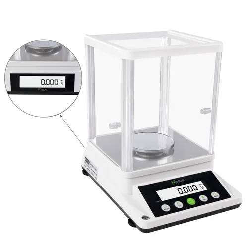 Miniatura 6 de Balanza analítica de laboratorio U.S. Solid de 3.88 oz x 0.001 mg con pantallas LCD frontales y traseras duales, RS232, conteo de piezas, escudo
