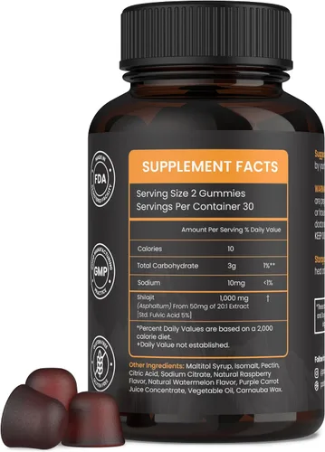 Miniatura 9 de Gomitas Shilajit del Himalaya puras para hombres y mujeres, gomitas orgánicas Shilajit 85 minerales naturales más ácido fúlvico Energía