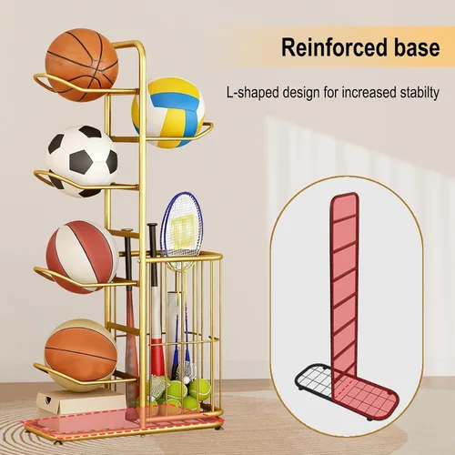 Miniatura 4 de Estante vertical de bolas para garaje, soporte vertical de exhibición de baloncesto para interiores y exteriores, estante de almacenamiento