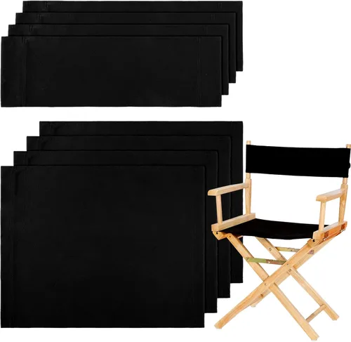 Miniatura 5 de Juego de 2 sillas de repuesto de lona de director, asiento y respaldo de silla de maquillaje, protector de taburete de lona de algodón para silla
