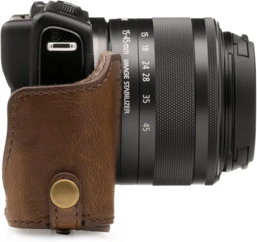 Miniatura 5 de MegaGear Canon EOS M100, M200 (0.591-1.772 in) Ever Ready - Funda de piel para cámara y correa, con acceso a la batería, color marrón oscuro, MG1326