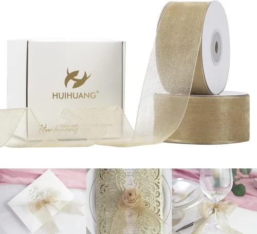 Miniatura 16 de HUIHUANG Cinta transparente de organza azul aguamarina de 1-1/2 pulgadas, cintas de organza transparente turquesa para envoltura de regalo, ramo