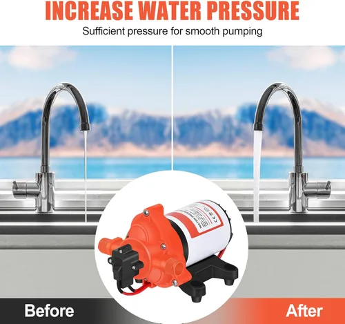 Miniatura 3 de Bomba de agua DC de 12 V RV 3.5GPM 45PSI, bomba de presión de agua de 12 voltios bajo demanda con interruptor de presión, bomba de diafragma