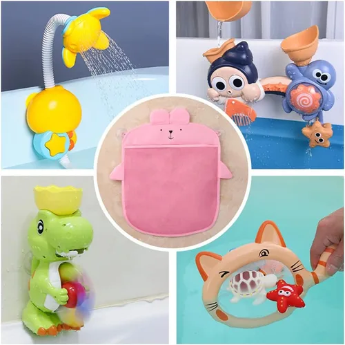 Miniatura 2 de Surakey Almacenamiento de juguetes de baño para niños, niños pequeños, organizador de baño de bebé, bañera, soporte de juguetes de baño, red