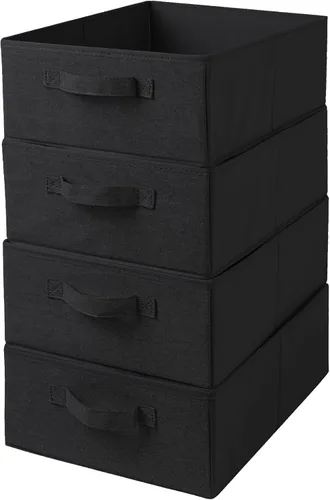 Miniatura 8 de Cajas de almacenamiento decorativas para organizar la ropa en un aparador, juego organizador de tela plegable con asas para ropa de cama, ropa