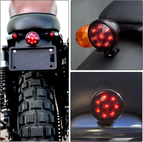 Miniatura 5 de Rich Choices - Faro trasero de motocicleta, luces de freno, lámpara de marcha para Cafe Racer, Chopper, Bobber Rojo