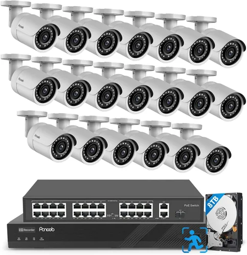 Miniatura 13 de Sistema de cámaras de seguridad PoE 4K, 8X 8MP Cámaras IP PoE al aire libre con cable para vigilancia en el hogar con detección AI de humanos y Negro