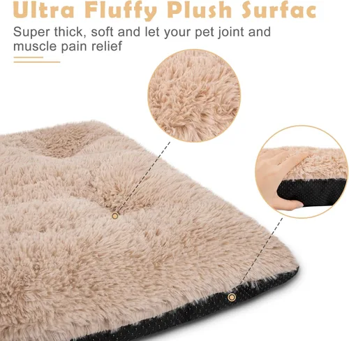 Miniatura 2 de JOEJOY Almohadilla grande para cama para perro, cama de lujo lavable para perros, almohadilla suave antideslizante para perros extragrandes, Beige