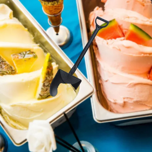 Miniatura 5 de Ouliget Cucharas con forma de pala, lindas cucharas de postre de plástico desechables, palas de cuchara de postre de helado, 100