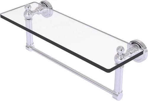 Miniatura 6 de Allied Brass DT-1TB/16-PB Estante de vidrio con toallero, 16 pulgadas x 5 pulgadas Latón pulido