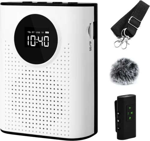 Miniatura 7 de AURTEC Amplificador de voz con micrófono de solapa inalámbrico magnético, amplificador portátil con micrófono inalámbrico de 2.4G, compatible