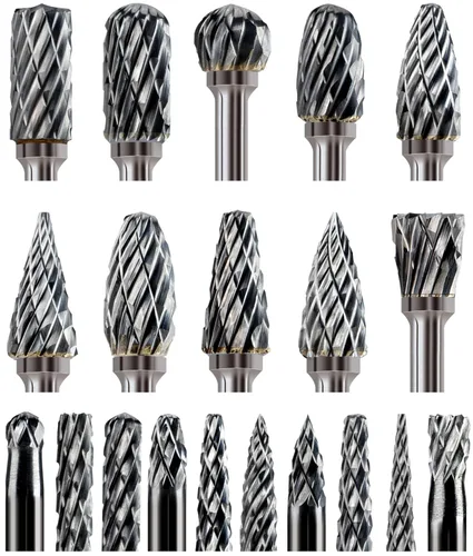 Juego de 20 fresas de carburo de vástago de 1/8 pulgadas compatibles con Dremel Milwaukee, rectificado de metal, madera, piedra, tallado de acero,