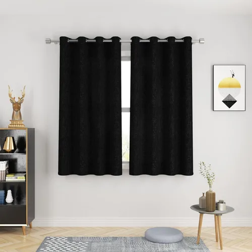 Miniatura 20 de UPOPO Cortinas de niveles de cocina negras de privacidad de lino texturizado de 24 pulgadas de largo, cortinas de café sobre el fregadero, cortinas