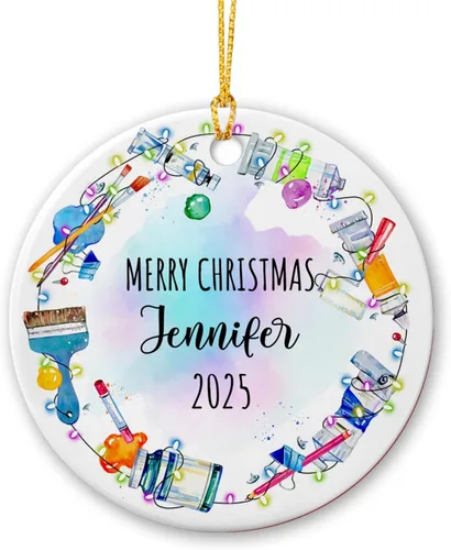 Miniatura 7 de Adorno de Cerámica Personalizado de Fotógrafo Fotografía Navidad 2025, Regalos de Adorno de Cámara Fotográfica para Navidad, Adornos de Cámara