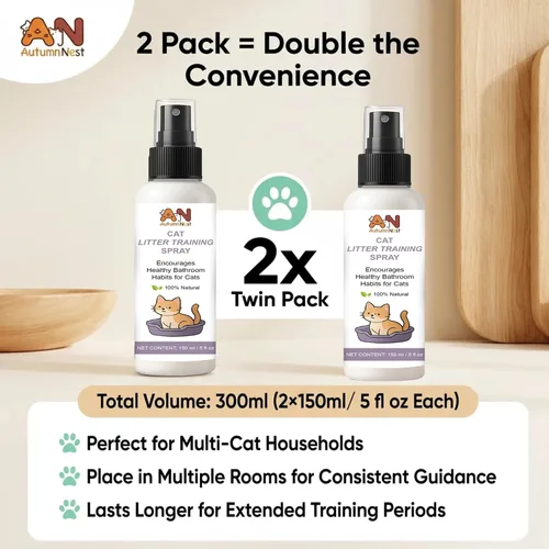 Miniatura 2 de Spray de entrenamiento de arena para gatos, paquete de 2 (10.1 onzas líquidas en total) – 5.1 fl oz cada atractor natural para gatos y gatitos