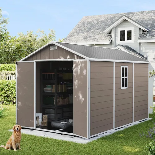 Miniatura 19 de UDPATIO Outdoor Storage Shed 5x3 FT, Garden Resin Shed for Bike, Garbage Can, Tools, Outside Plastic Sheds with Floor for Backyard, Patio, Lawn