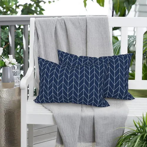 Miniatura 983 de Juego de 2 almohadas para exteriores de 16 x 16 pulgadas, repelentes al agua con interiores, para muebles de patio, hogar, jardín, geometría bohemia