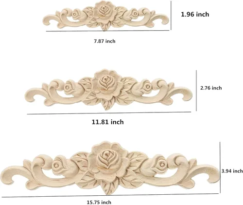 Miniatura 2 de Apliques de madera tallada para manualidades sin pintar, decoración de marco de puerta, esquina, hogar, gabinete, cama, muebles, decoración