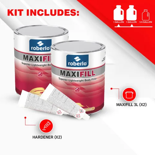 Miniatura 3 de Roberlo Maxifill - Relleno de cuerpo ligero superior, fácil de lijar y pintar para reparaciones de automóviles, ideal para abolladuras, agujeros