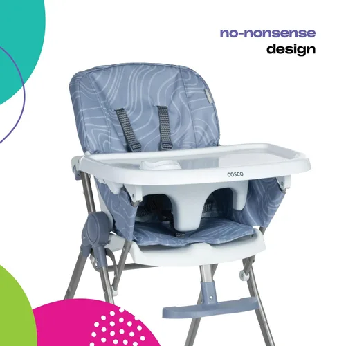 Miniatura 6 de Cosco Silla alta ajustable de pliegue simple, se pliega y se sostiene por sí sola, por lo que es fácil de almacenar o llevar sobre la marcha, ondas