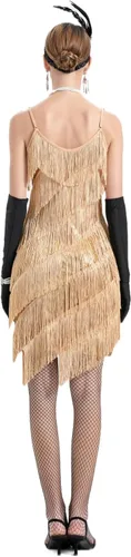 Miniatura 6 de Vestidos de tirantes con flecos y borlas para mujer, ropa de baile a la moda, con accesorios de los años 20