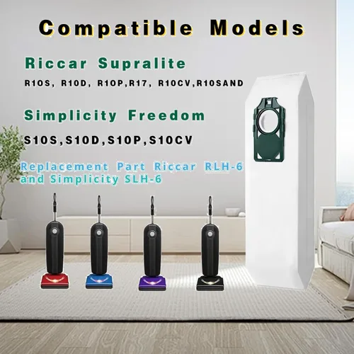 Miniatura 2 de Paquete de 7 bolsas de vacío RLH-6 para aspiradora Simplicity Freedom R10S R10D S10P S10SAND, para aspiradoras verticales Riccar SupraLite R10S R10D