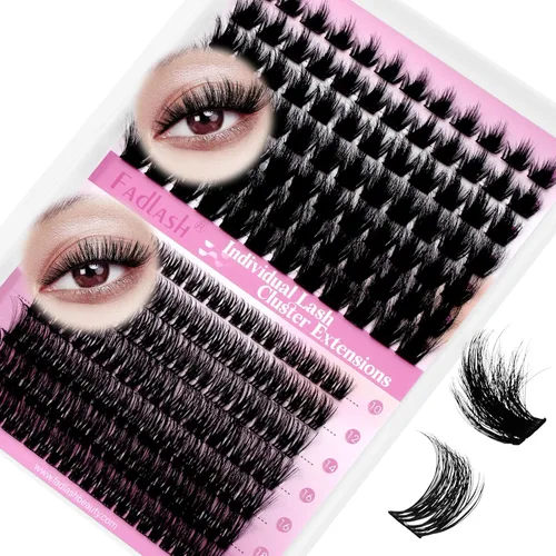 Miniatura 28 de FADLASH Extensiones de pestañas en racimo de pestañas de 0.35-0.70 pulgadas, para colocar en casa, rizado D, pestañas individuales en casa