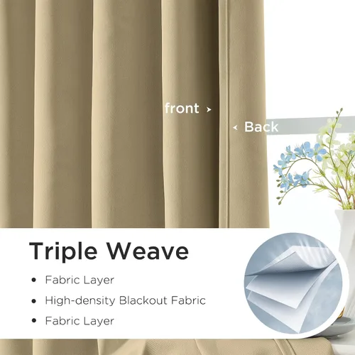 Miniatura 6 de CUCRAF Cortinas opacas de 45 pulgadas de largo, juego de 2 paneles para dormitorio, bolsillo para cortinero, cortinas de oscurecimiento