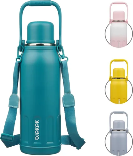 Miniatura 31 de BJPKPK - Botellas de agua termoaisladas de 27 onzas con tapa y asa de transporte, botellas de agua de acero inoxidable libres de BPA para la Verde