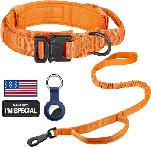Miniatura 8 de DAGANXI Collar táctico para perro, collar ajustable de nailon para entrenamiento militar con asa de control y hebilla de metal pesado para perros