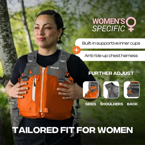 Miniatura 2 de Stohlquist FLO - Chaleco salvavidas para mujer, aprobado por la Guardia Costera de Estados Unidos, 8 puntos de ajuste, carcasa exterior Ripstop